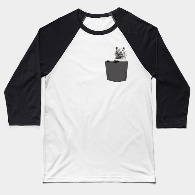 White Tiger in Pocket Baseball T-Shirt by i2studio